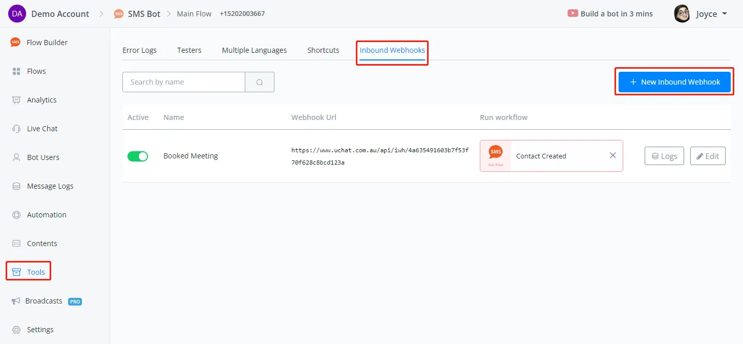 inbound webhook