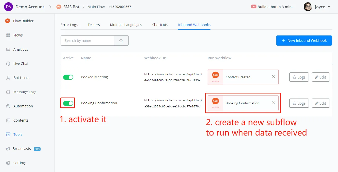 inbound webhook