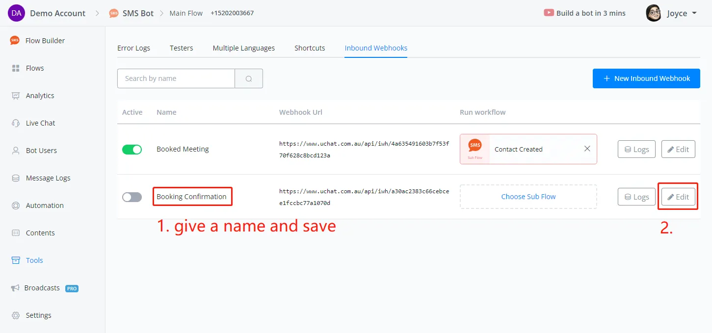 inbound webhook